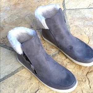 Faux shearling-lined booties